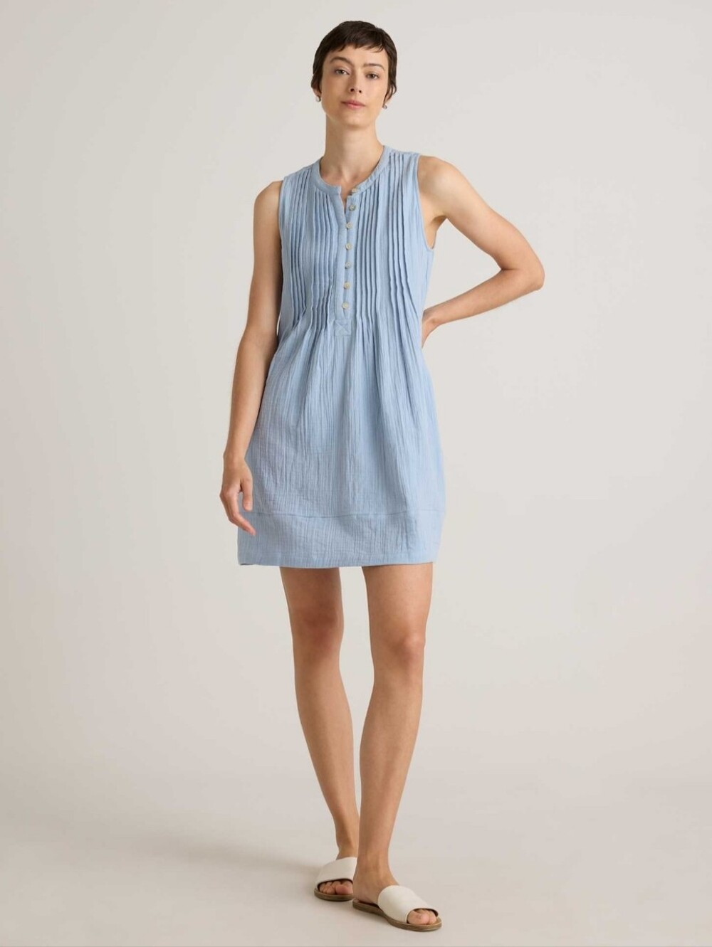 QUINCE 100% ORGANIC COTTON GAUZE SLEEVELESS SWING DRESS SZ XL